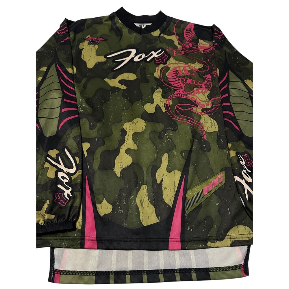 VTG Fox Racing HC Motocross Jersey Camo Pink Dragon Graphic Y2K MX MTB Med Men’s